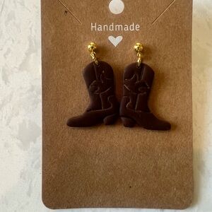 Handmade Brown Boot Earrings
